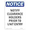 Signmission OSHA Notice, 7" Height, Notify Clearance Holders Prior Sign, 7" X 5", Portrait OS-NS-D-57-V-16919 - alternate 1